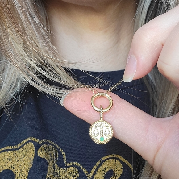 14K Gold Libra Pendant - Picture 4 of 4
